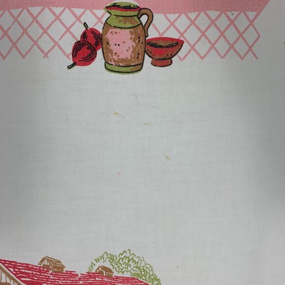 Tablecloth Blue White Embroidered Floral Striped Edge Vintage READ - Picture 11 of 14